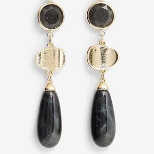 NWT Express Black Stone Linear Drop Earrings